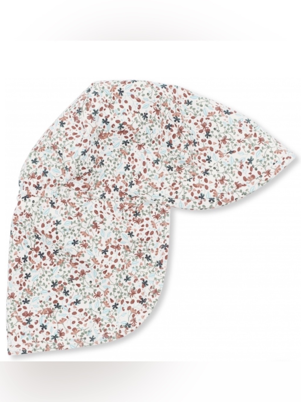 Floral Sun Scarf Hat - White with Rust & Blue Floral Print